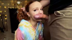 Play Petite Redhead Takes a Rough Homemade Blowjob